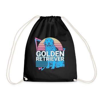 Golden Retriever Retro - Drawstring Bag - black - Front