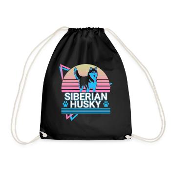 Sibérie Husky Rétro - Sac de sport léger - noir - Devant