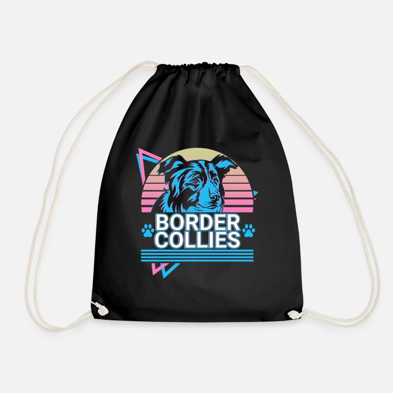 Border Collies Retro - Turnbeutel - Schwarz