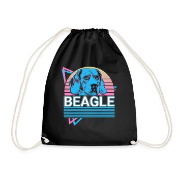 Beagle Retro - Drawstring Bag - black - Front