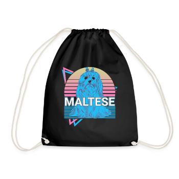 Maltese Retro - Drawstring Bag - black - Front