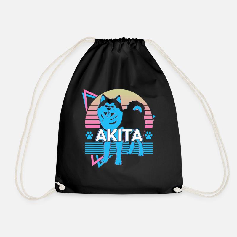 Akita Retro - Turnbeutel - Schwarz
