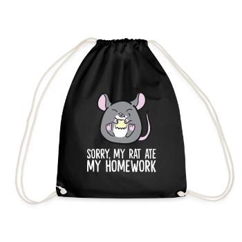 Sorry My Rat Ate My Homework School Homework Rat - Drawstring Bag - black - Front