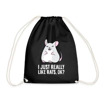 Rat Lover I Just Really Like Rats, Okay Cute Rats - Drawstring Bag - black - Front