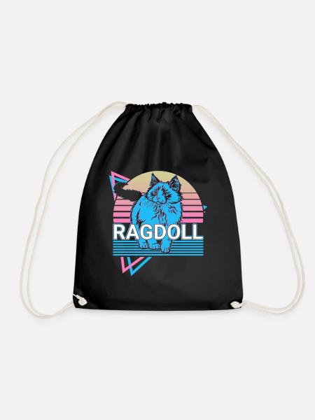 Ragdoll Katze Retro - Turnbeutel - Schwarz