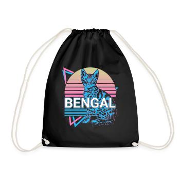 Bengalkatze Retro - Turnbeutel - Schwarz - Vorne
