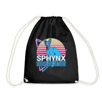 Sphynx Katze Retro - Turnbeutel - Schwarz - Vorne
