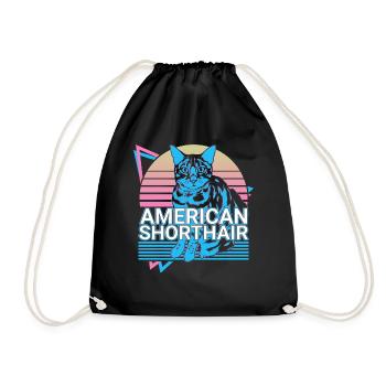 American Shorthair Cat Rétro - Sac de sport léger - noir - Devant