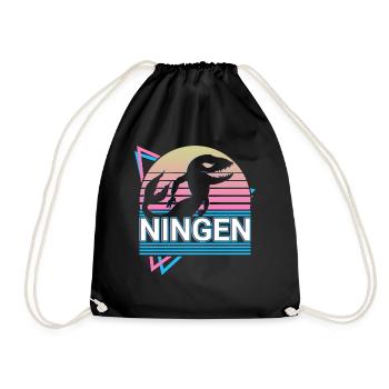 Ningen Cryptozoology Retro - Drawstring Bag - black - Front