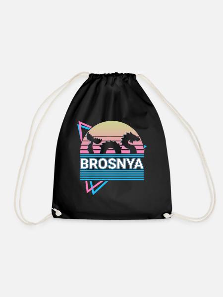 Brosnya Cryptozoology Retro - Drawstring Bag - black