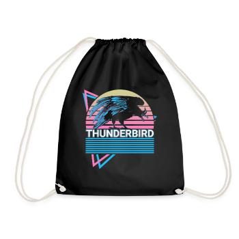Thunderbird Cryptid Cryptozoology Retro - Drawstring Bag - black - Front
