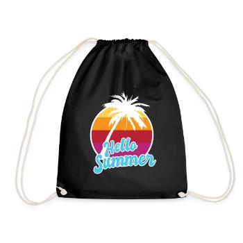 Hallo Sommer Tropischer Sommerurlaub / Strand Meer - Turnbeutel - Schwarz - Vorne
