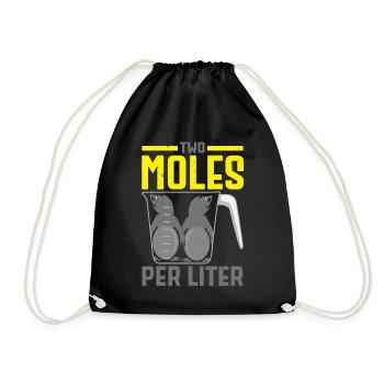 Two moles per liter of mole whisperer knowledge - Drawstring Bag - black - Front