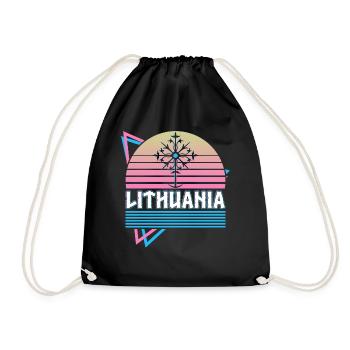 Lithuania Norse Mythology Retro - Drawstring Bag - black - Front