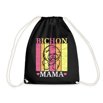 Bichon Frise Mama Dog Lover chiot Paw Love - Sac de sport léger - noir - Devant