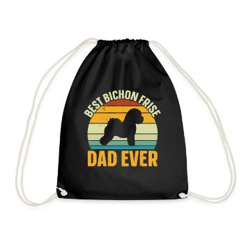 Best Bichon Frise Papa Ever Dog Love - Drawstring Bag - black - Front