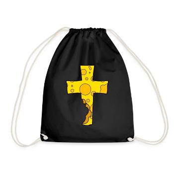 Cross symbol cheese - Drawstring Bag - black - Front