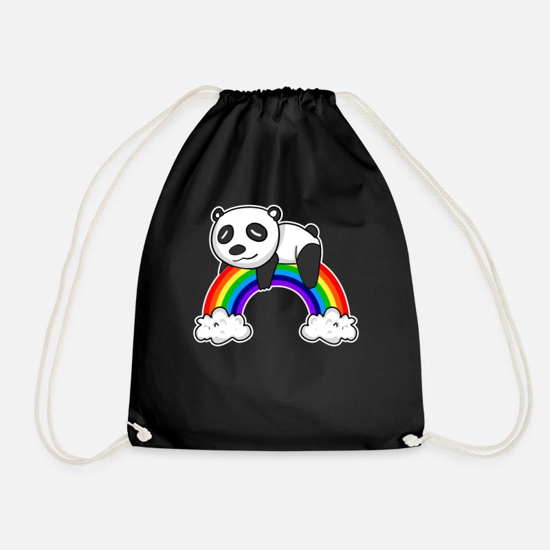 Regenbogen Panda - Turnbeutel - Schwarz