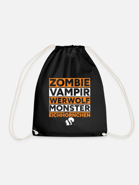 Halloween Zombie Vampir Monster Eichhörnchen - Turnbeutel - Schwarz