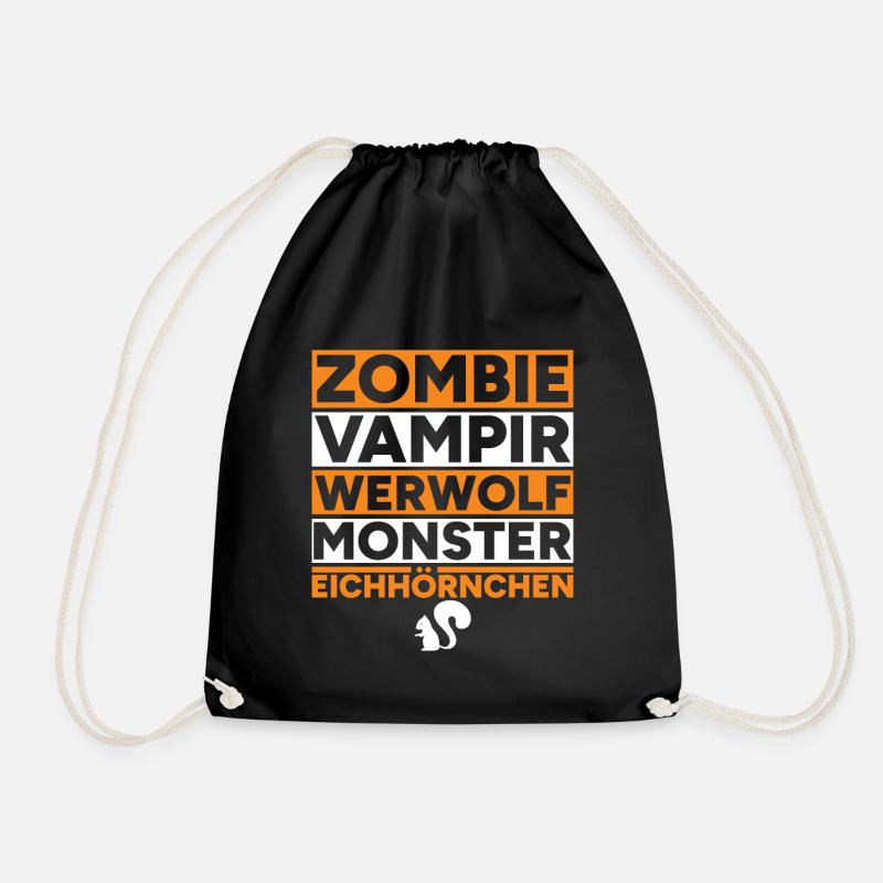 Halloween Zombie Vampir Monster Eichhörnchen - Turnbeutel - Schwarz