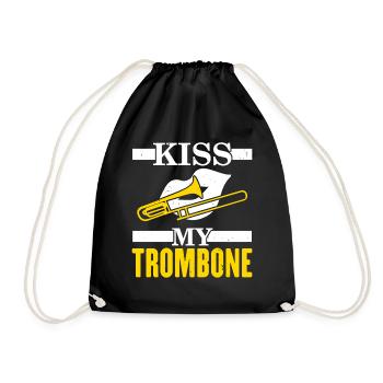 Kiss My Trombone Player Musician Trombonist - Drawstring Bag - black - Front