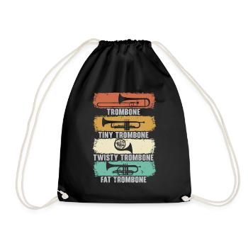 Musical instrument trombonist musician - Drawstring Bag - black - Front