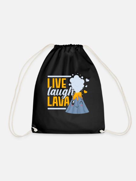 Life Laugh Lava Geology Volcano Volcano Lov - Drawstring Bag - black