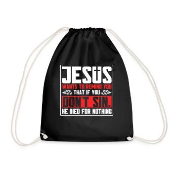 Jesus Bible Christian Religious Church Gift - Drawstring Bag - black - Front