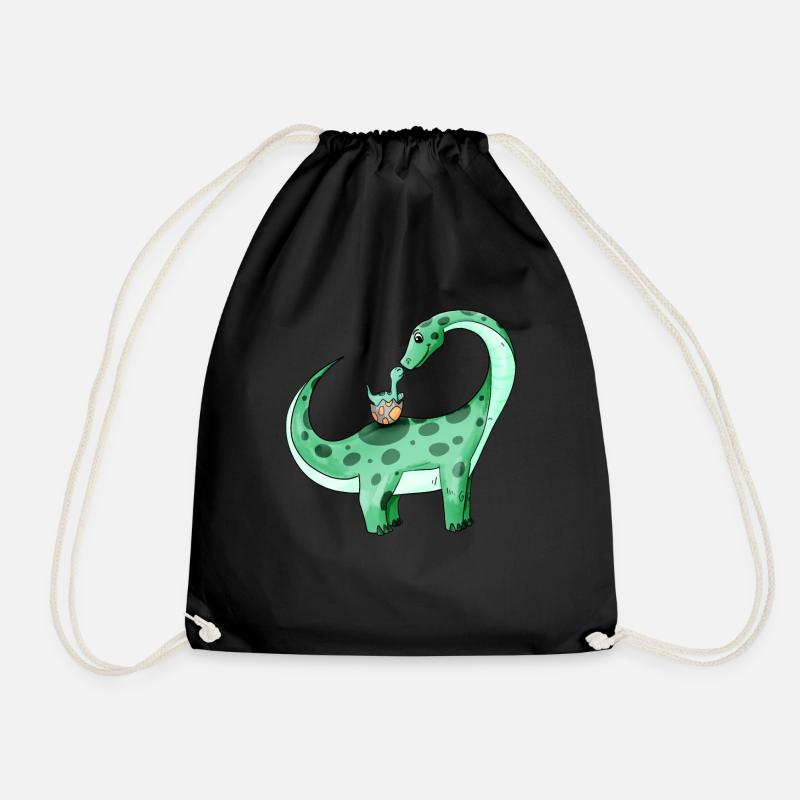 Dinosaurier mit Baby Dinosaurier - Turnbeutel - Schwarz