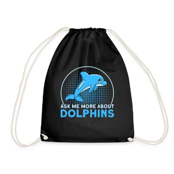 Dolphin Dolphin Lover Animal Dolphins Gift - Drawstring Bag - black - Front