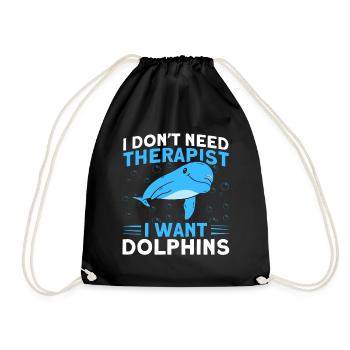 Dolphin Dolphin Lover Animal Dolphins Gift - Drawstring Bag - black - Front