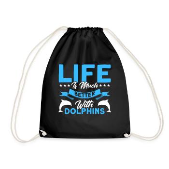 Dolphin Dolphin Lover Animal Dolphins Gift - Drawstring Bag - black - Front