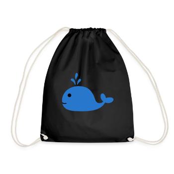 Wale Wal Symbol Piktogramm Walfisch Blauwal Outfit - Turnbeutel - Schwarz - Vorne
