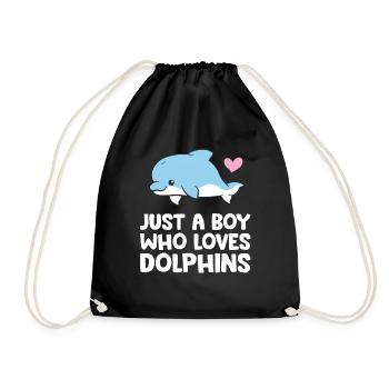 Just a Boy Who Loves Dolphins - Drawstring Bag - black - Front