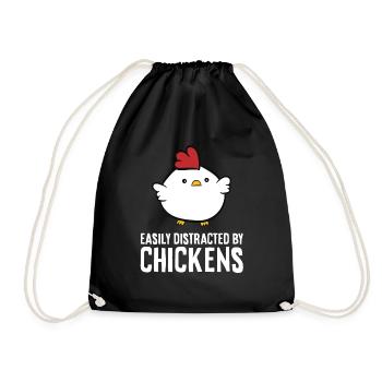 Facilement distrait par les poulets - Sac de sport léger - noir - Devant
