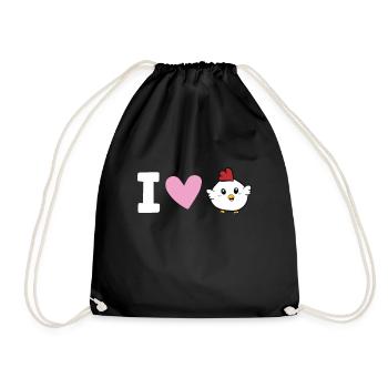 Chickens Love I Love Chickens - Drawstring Bag - black - Front