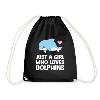 Just a Girl Who Loves Dolphins - Drawstring Bag - black - Front