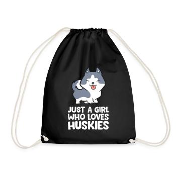 Siberian Husky Girl Just a Girl Who Loves Huskies - Drawstring Bag - black - Front