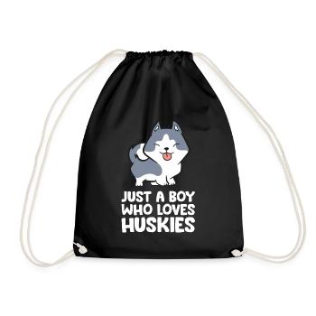Siberian Husky Boy Just a Boy Who Loves Huskies - Drawstring Bag - black - Front