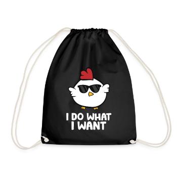 Ich mache was ich will Lustiges Huhn - Turnbeutel - Schwarz - Vorne