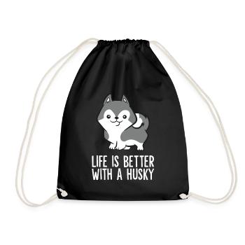 Life Is Better With A Husky Siberian Husky Dog - Drawstring Bag - black - Front