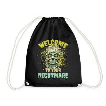 Welcome To Your Nightmare Halloween Creepy Zombie - Drawstring Bag - black - Front