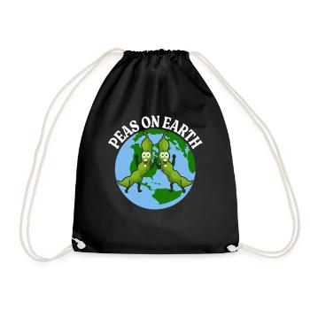 Peas On Earth Peace Vegan - Turnbeutel - Schwarz - Vorne