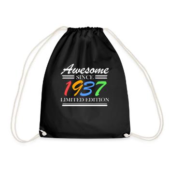 1937 - Jahrgang 1937 - Fantastisch seit 1937 - Turnbeutel - Schwarz - Vorne
