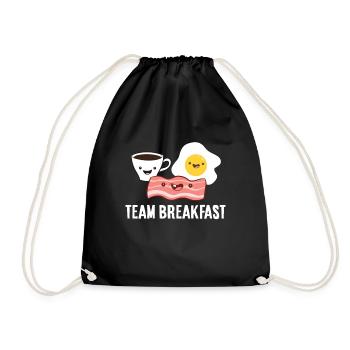 Team Breakfast Love Bacon Eggs And Coffee - Drawstring Bag - black - Front