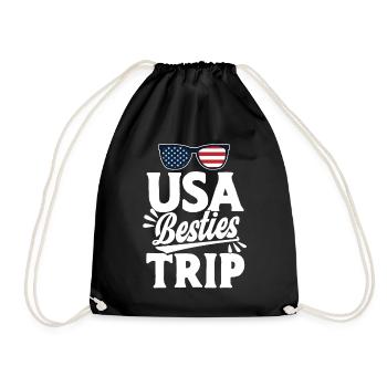 Besties Trip Holiday Trip Holiday Gift - Drawstring Bag - black - Front