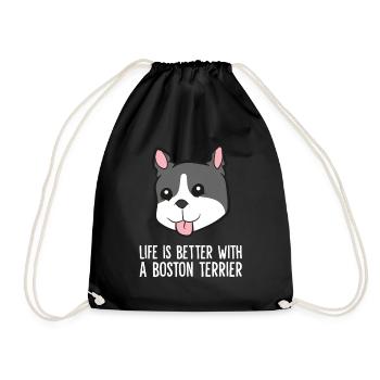 Life Is Better With A Boston Terrier - Drawstring Bag - black - Front