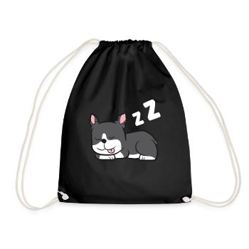 Boston Terrier Faulenzer Niedlich Schlafender - Turnbeutel - Schwarz - Vorne
