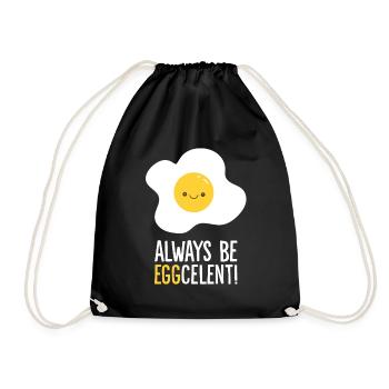 Always Be Eggcelent Frühstücksspiegelei - Turnbeutel - Schwarz - Vorne