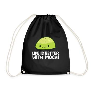 Das Leben ist besser mit Mochi - Turnbeutel - Schwarz - Vorne